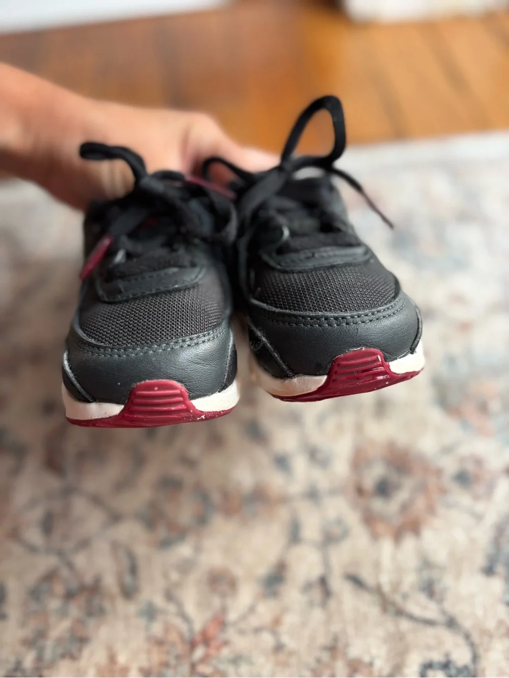 6C Nike Toddler Black & Maroon Air Max Lace Up Sneakers